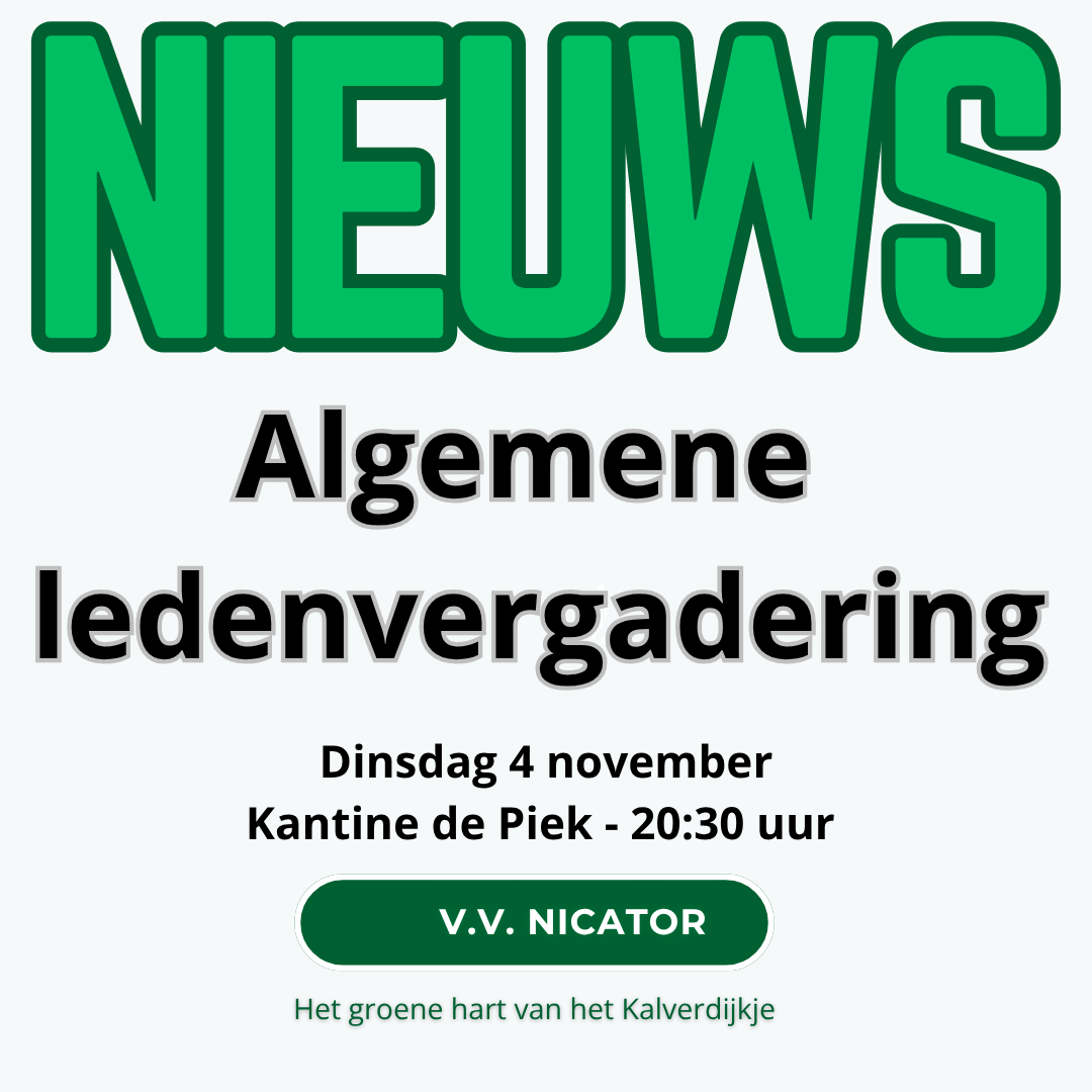 Algemene ledenvergadering - Dinsdag 4 november 20:30 uur